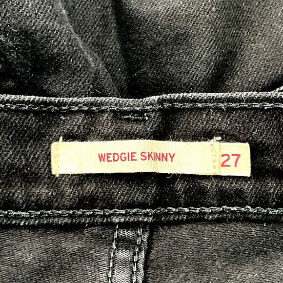 Levi's Jeans Womens 27 Black Wedgie Skinny Straight Button Fly High Rise Denim - Picture 3 of 12